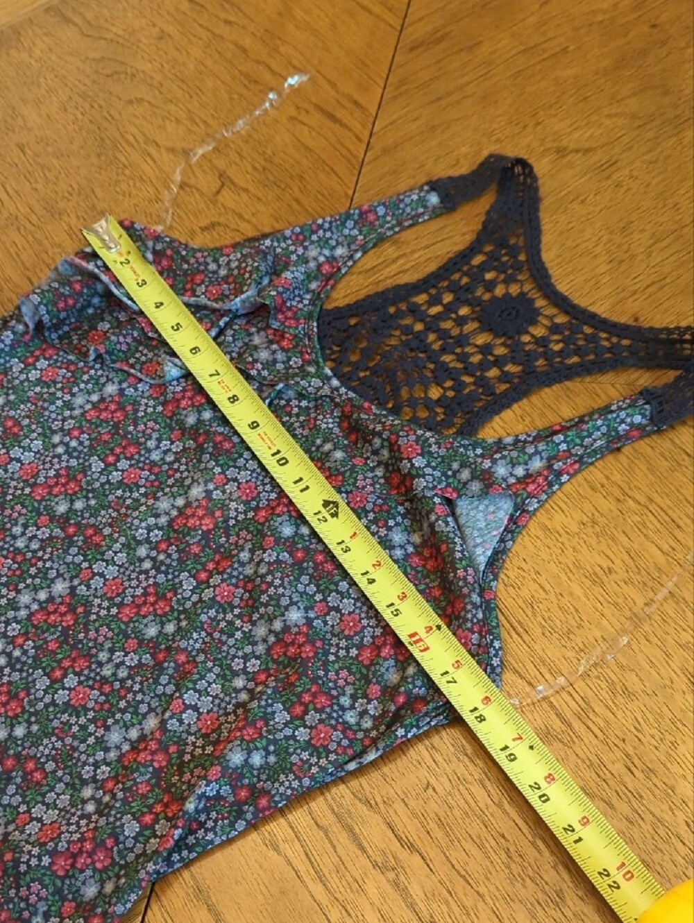 Y2K Floral Ruffle Crochet Racerback Tank Boho Cottage Coastal - Picture 4 of 7